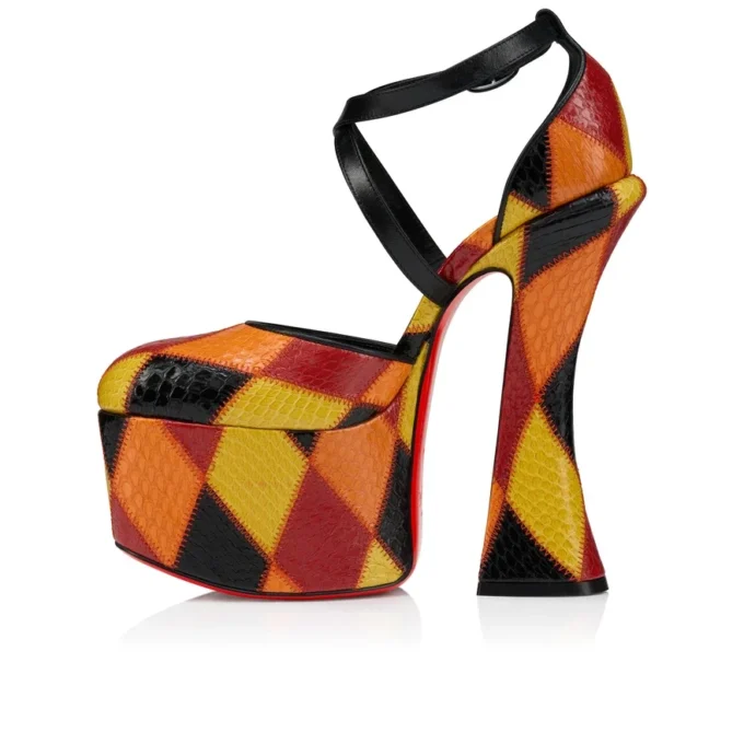 Aquadorcet – 160 Mm Strappy Pumps – Patchwork Watersnake Leather – Palio, Black – Women Aquadorcet – 160 Mm Strappy Pumps – Patchwork Watersnake Leather – Palio, Black – Women