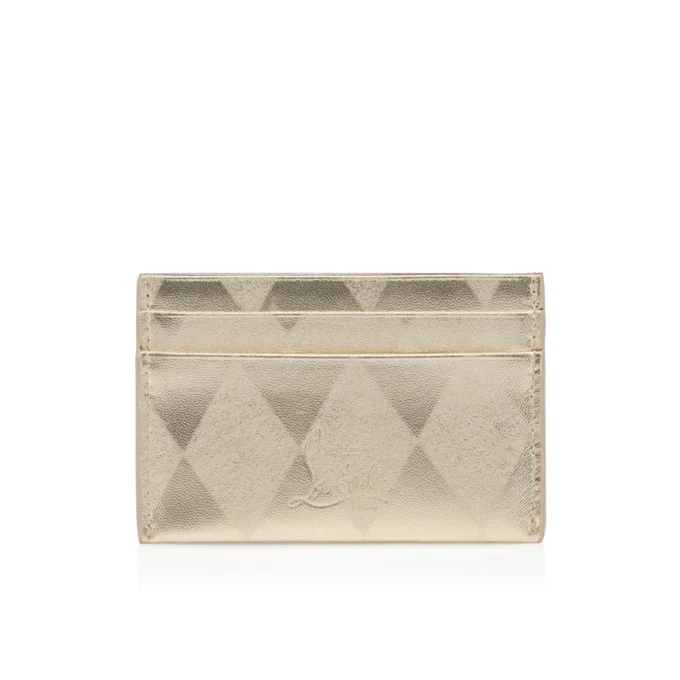 Bettina – Card Holder – Diamond-Shaped Laminated Lamb Nappa Leather – Light Platine