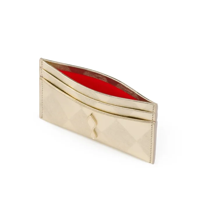 Bettina – Card Holder – Diamond-Shaped Laminated Lamb Nappa Leather – Light Platine