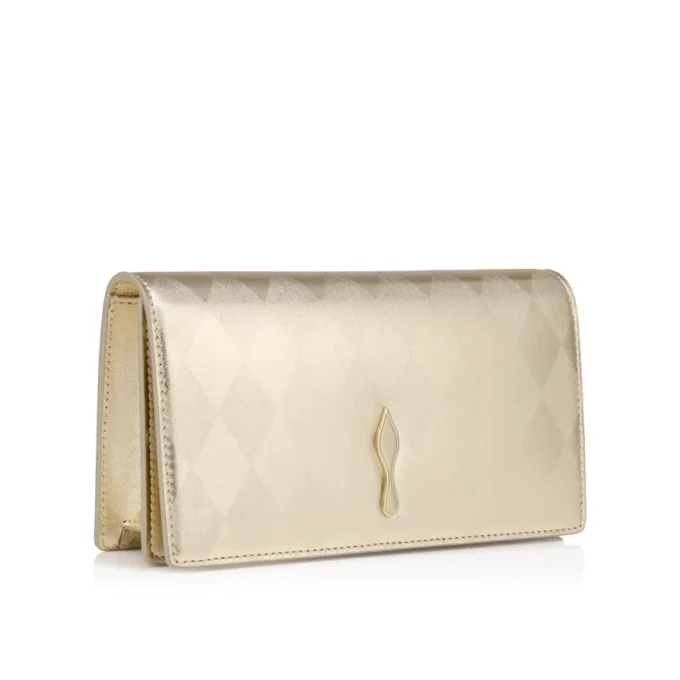 Bettina – Clutch – Diamond-Shaped Laminated Lamb Nappa Leather – Light Platine
