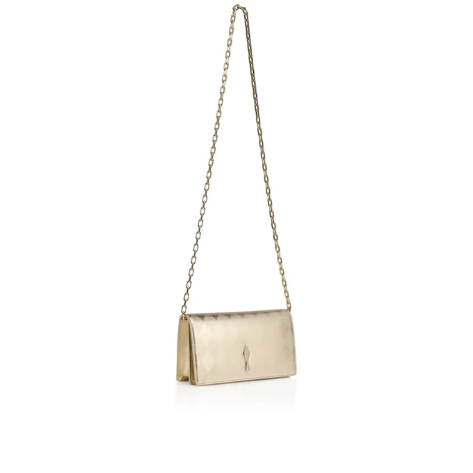Bettina – Clutch – Diamond-Shaped Laminated Lamb Nappa Leather – Light Platine