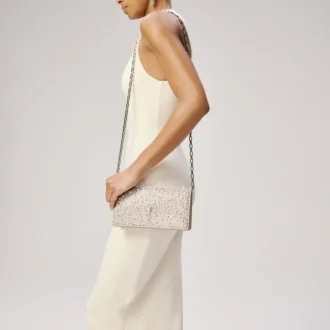 Bettina – Clutch – Suede, Strass and Pearls – Silver Bettina – Clutch – Suede, Strass and Pearls – Silver