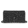 Bettina – Clutch – Veau Velours, Strass and Pearls – Black