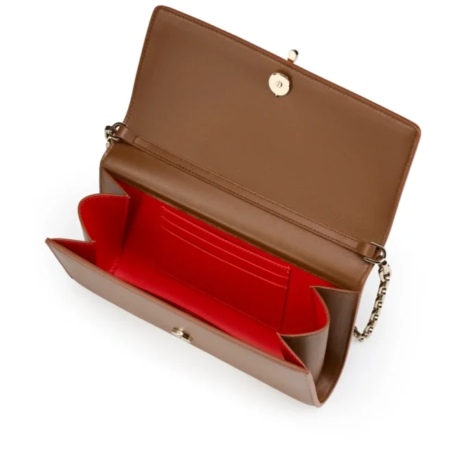 Bettina – Wallet on Chain – Lamb Nappa Leather – Cuoio