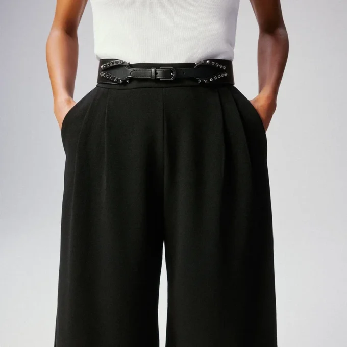 Cabata – Belt – Calf Leather and Spikes – Black