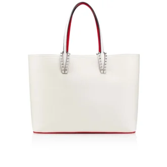 Cabata Large – Tote Bag – Calf Leather and Spikes – Bianco