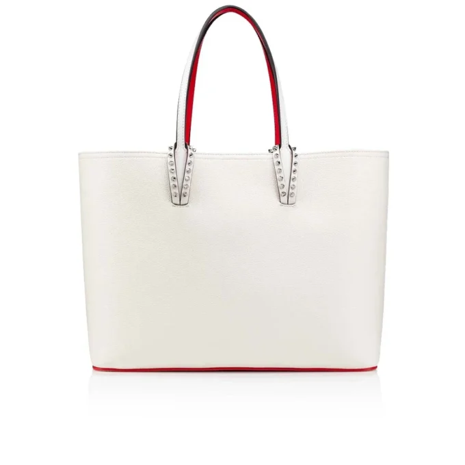 Cabata Large – Tote Bag – Calf Leather and Spikes – Bianco
