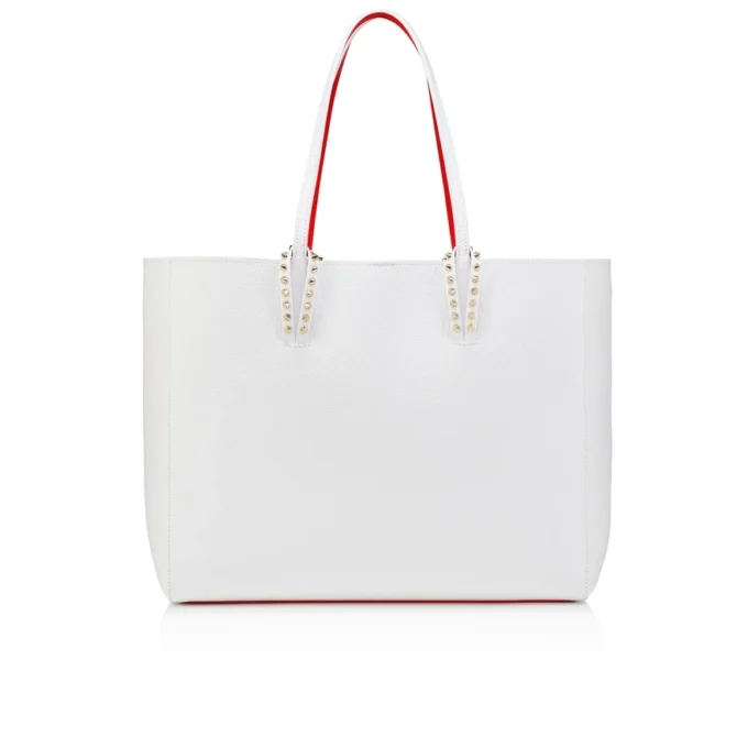 Cabata Large – Tote Bag – Calf Leather and Spikes – Bianco