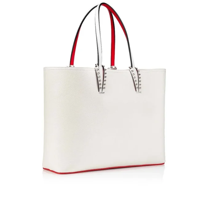 Cabata Large – Tote Bag – Calf Leather and Spikes – Bianco