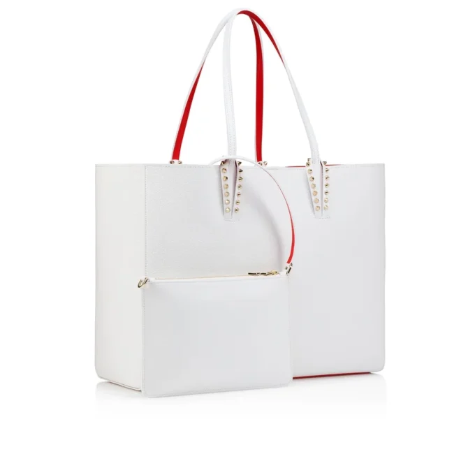 Cabata Large – Tote Bag – Calf Leather and Spikes – Bianco