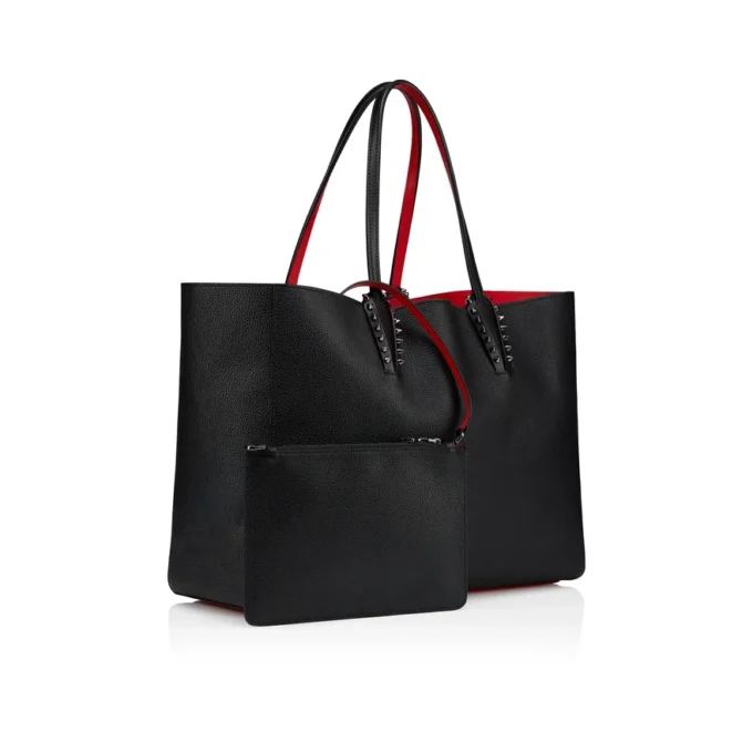 Cabata Large – Tote Bag – Calf Leather and Spikes – Black