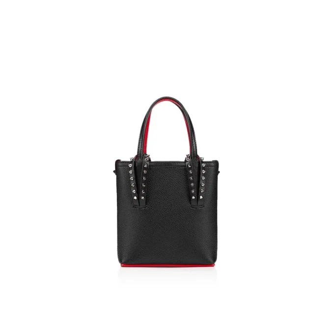 Cabata Mini – Tote Bag – Calf Leather and Spikes – Black
