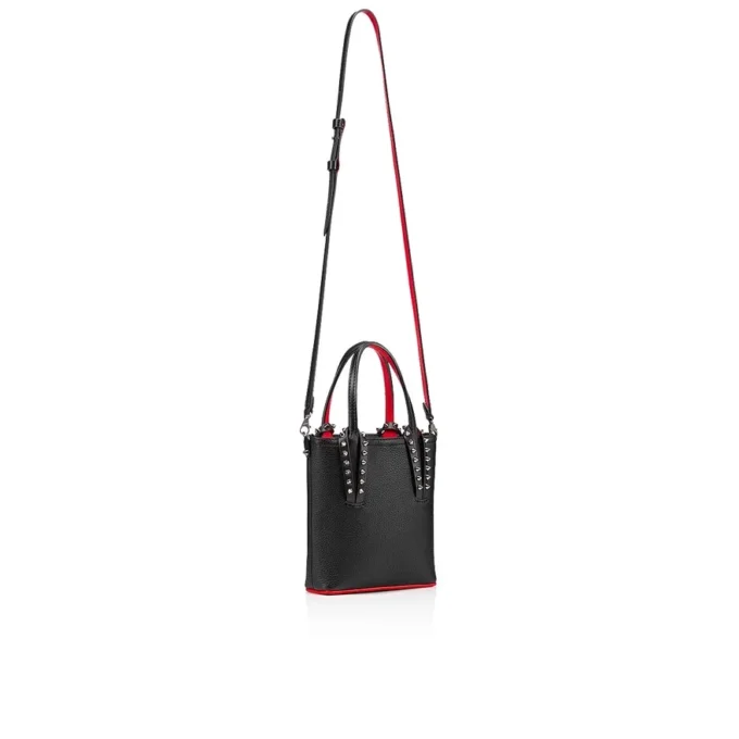 Cabata Mini – Tote Bag – Calf Leather and Spikes – Black