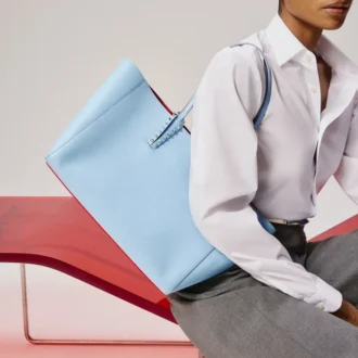 Cabata Small – Tote Bag – Grained Calf Leather – Ceruleo