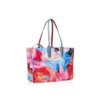 Cabata Small – Tote Bag – Peonies Printed Patent Calf Leather – Multicolor