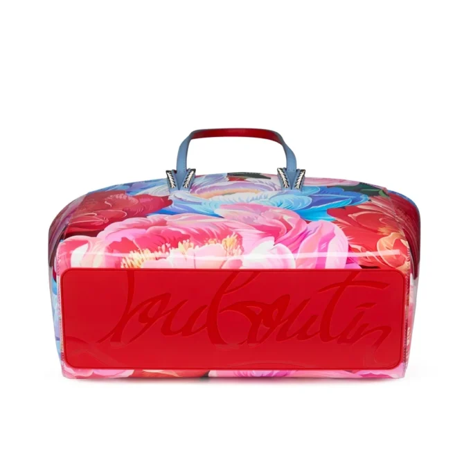 Cabata Small – Tote Bag – Peonies Printed Patent Calf Leather – Multicolor