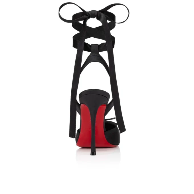 Cassia Lace up – 100 Mm Strappy Pumps – Crepe Satin – Black – Women