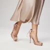 Cassia Lace up – 100 Mm Strappy Pumps – Crepe Satin – Nude 2 – Women