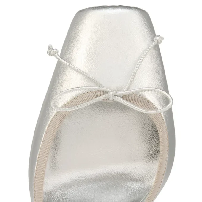 Cassia Lace up – 100 Mm Strappy Pumps – Laminated Lamb Nappa Leather – Silver – Women