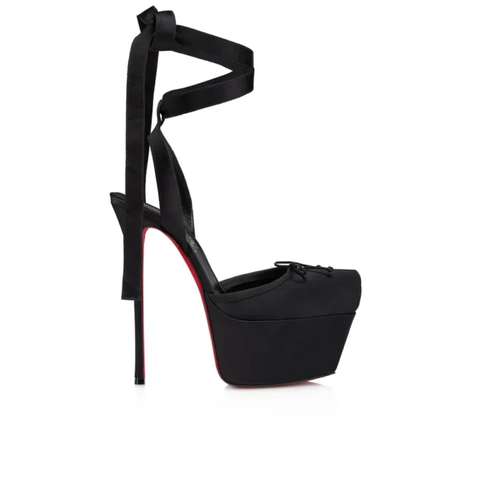 Cassia Lace up Alta – 160 Mm Strappy Pumps – Crepe Satin – Black – Women