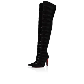 Circus Max Botta Alta – 100 Mm Boots – Veau Velours, Mesh and Kid Leather – Black – Women Circus Max Botta Alta – 100 Mm Boots – Veau Velours, Mesh and Kid Leather – Black – Women