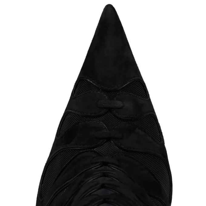 Circus Max Botta Alta – 100 Mm Boots – Veau Velours, Mesh and Kid Leather – Black – Women