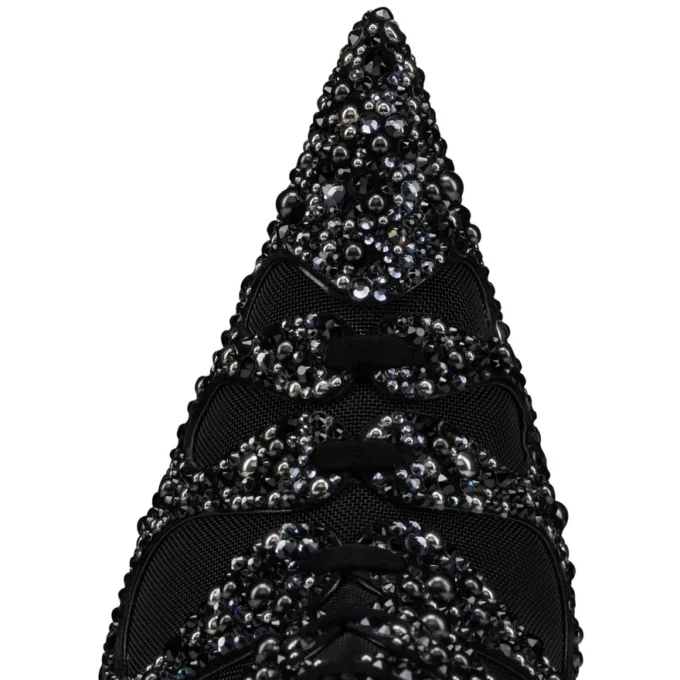 Circus Max Perla – 100 Mm Low Boots – Suede Leather, Mesh and Strass – Black – Women