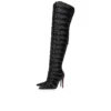 Circus Max Perla Botta Alta – 100 Mm Thighboots – Suede Leather, Mesh and Strass – Black – Women Christian Louboutin United States
