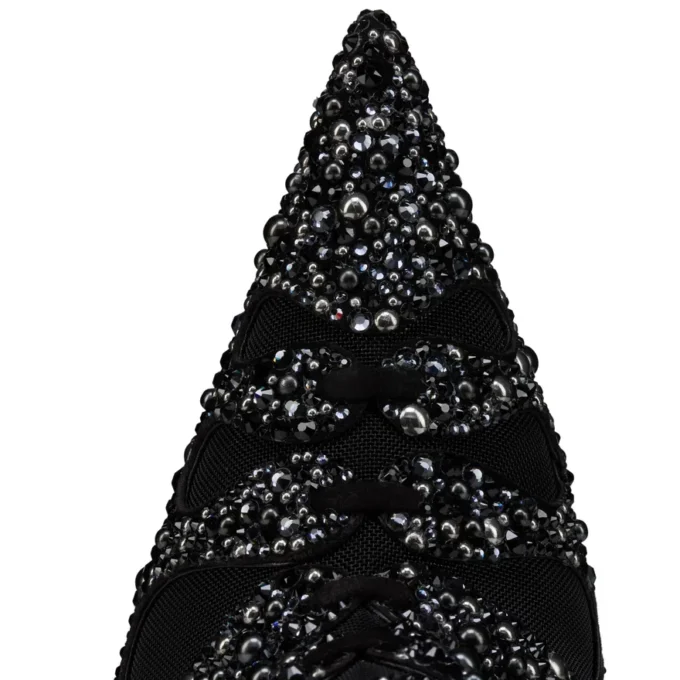 Circus Max Perla Botta Alta – 100 Mm Thighboots – Suede Leather, Mesh and Strass – Black – Women Christian Louboutin United States