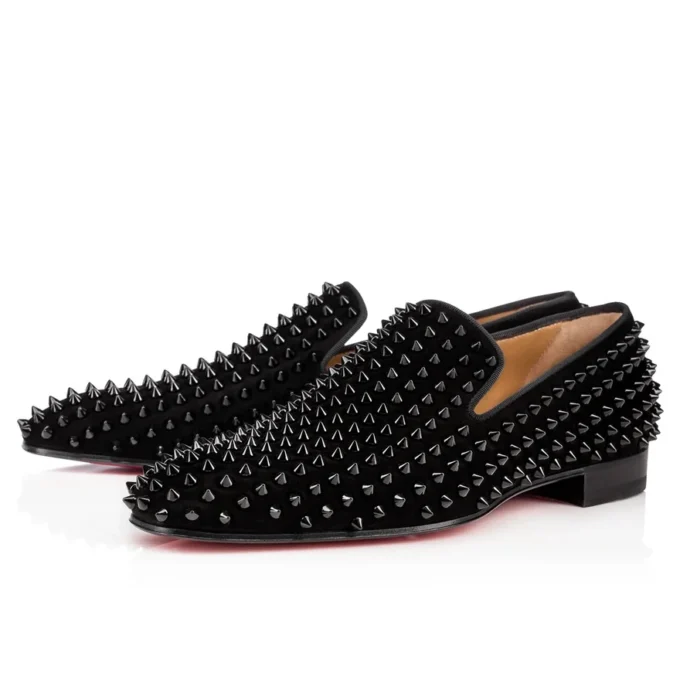 Dandelion Spikes – Loafers – Veau Velours and Spikes – Black – Men