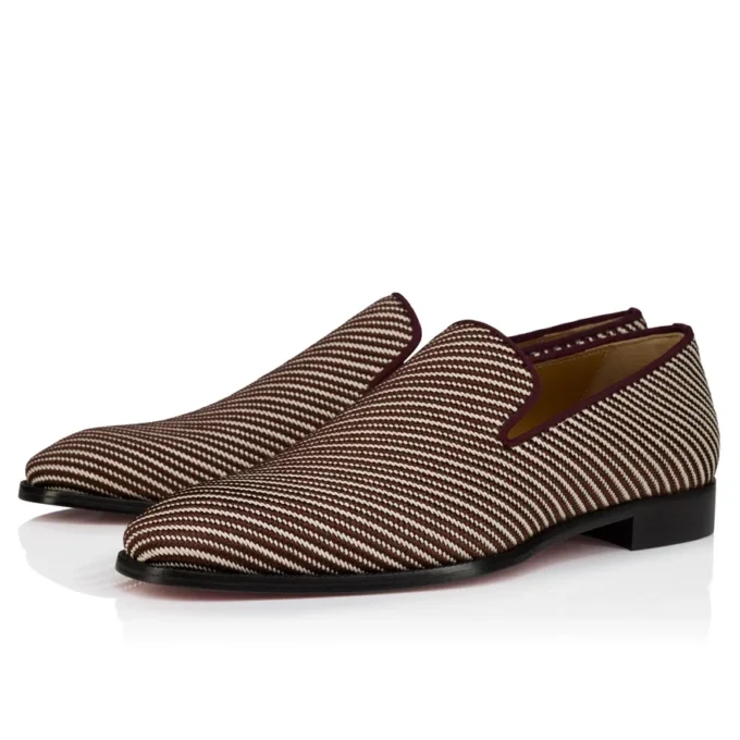 Danny Flex – Loafers – Calf Leather and Twile Weave – White and Brown – Men