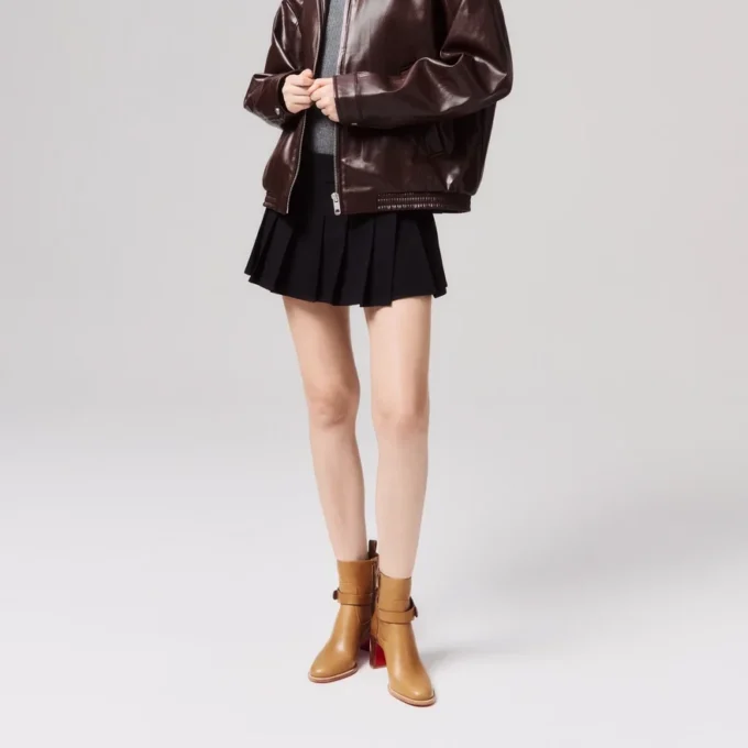 Dianouchette – 70 Mm Low Boots – Waxed Calf Leather – Terra – Women