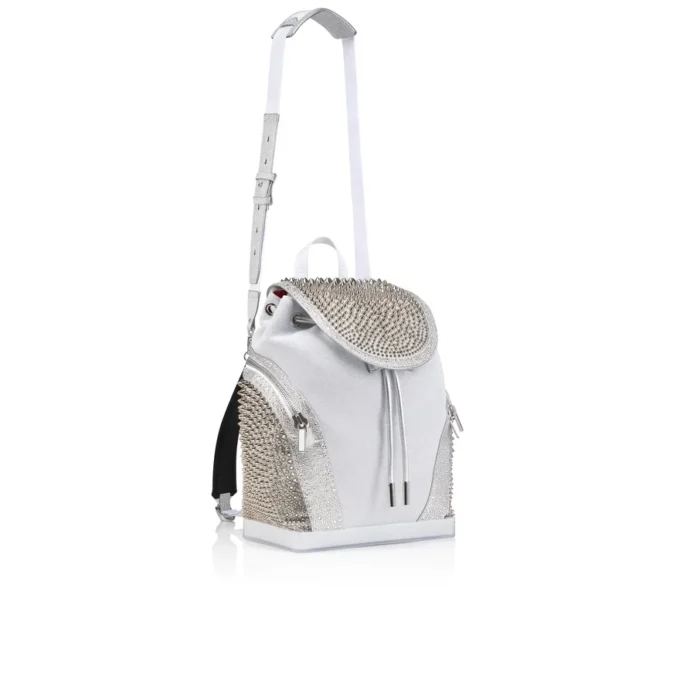 Explorafunk – Backpack – Calf Leather, Glitter and Suede – White