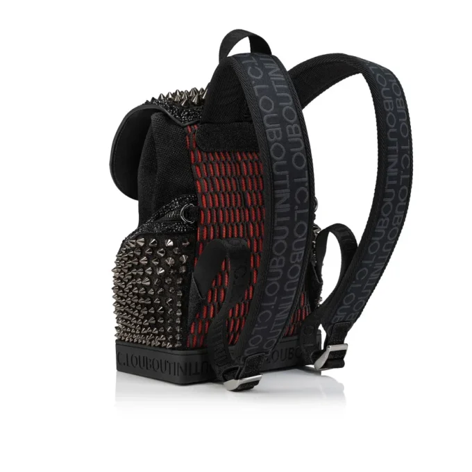 Explorafunk Small – Backpack – Fabric, Veau Velours and Spikes – Black