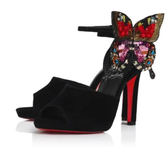 Farfa Luna – 120 Mm Strappy Sandals – Velvet – Black – Women