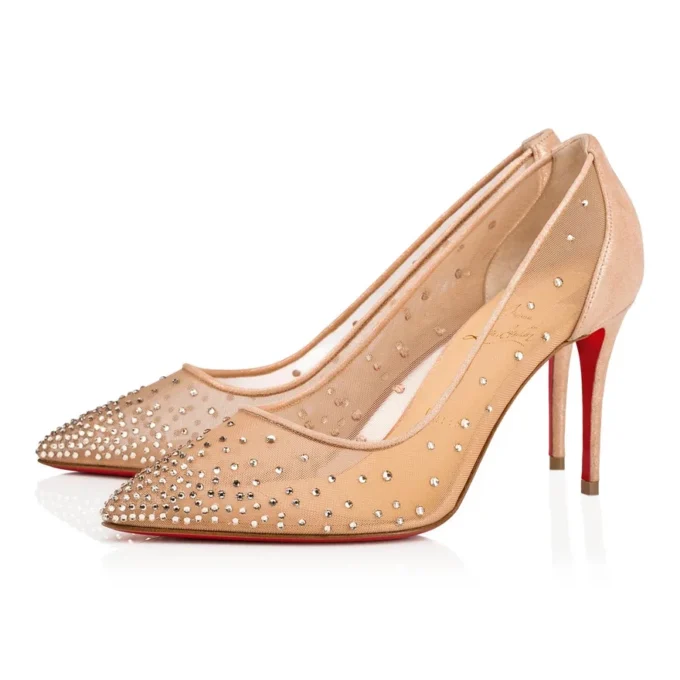 Follies Strass – 85 Mm Pumps – Mesh and Suede – Light Silk – Women Follies Strass – 85 Mm Pumps – Mesh and Suede – Light Silk – Women