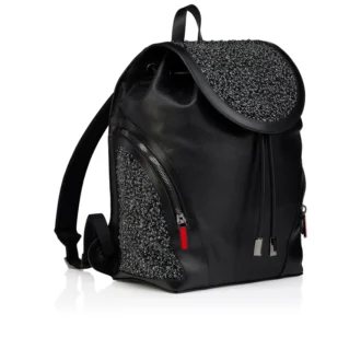 Funky – Backpack – Grained Calf Leather, Strass and Spikes – Black
