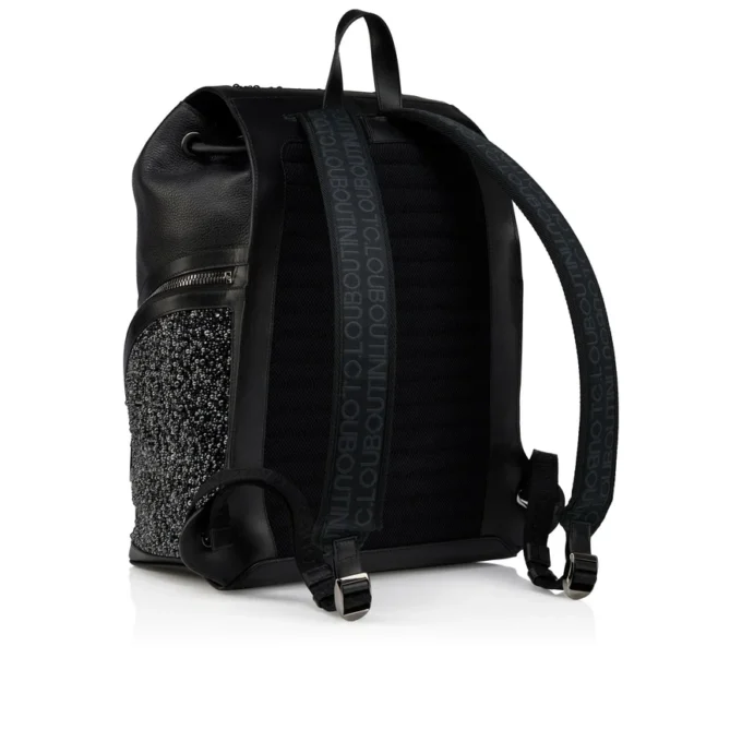 Funky – Backpack – Grained Calf Leather, Strass and Spikes – Black