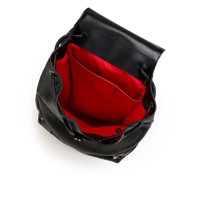 Funky – Backpack – Grained Calf Leather, Strass and Spikes – Black