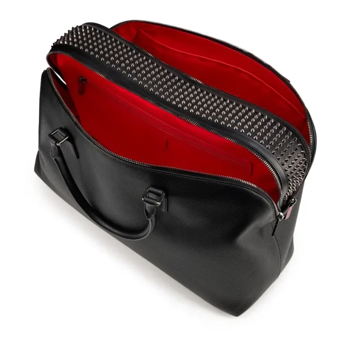 Funky – Duffle Bag – Grained Calf Leather and Spikes – Black