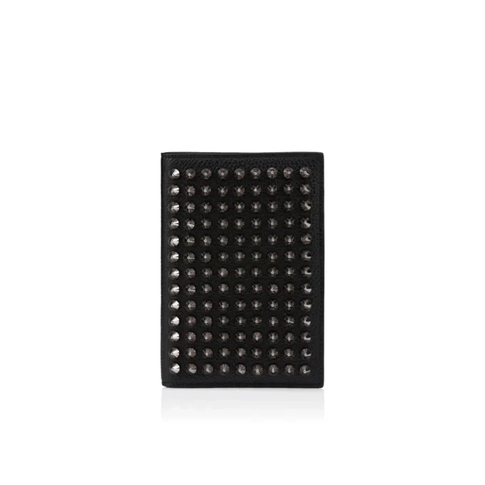 Funky – Passport Holder – Grained Calf Leather and Spikes – Black