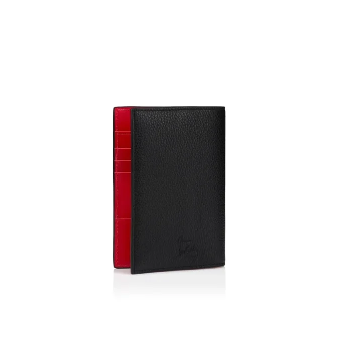 Funky – Passport Holder – Grained Calf Leather and Spikes – Black