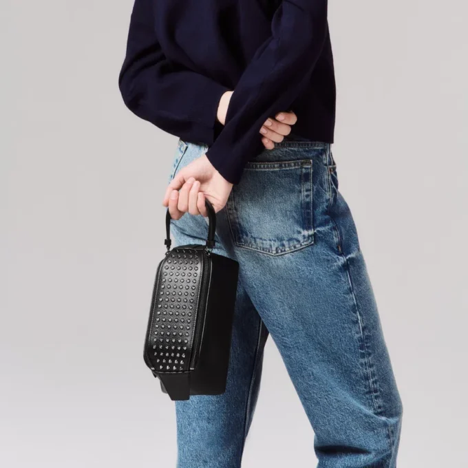 Funky – Pouch – Calf Leather and Spikes – Black