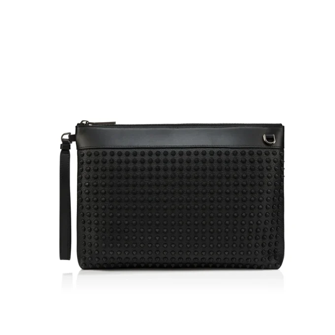 Funky – Pouch – Grained Calf Leather and Spikes – Black