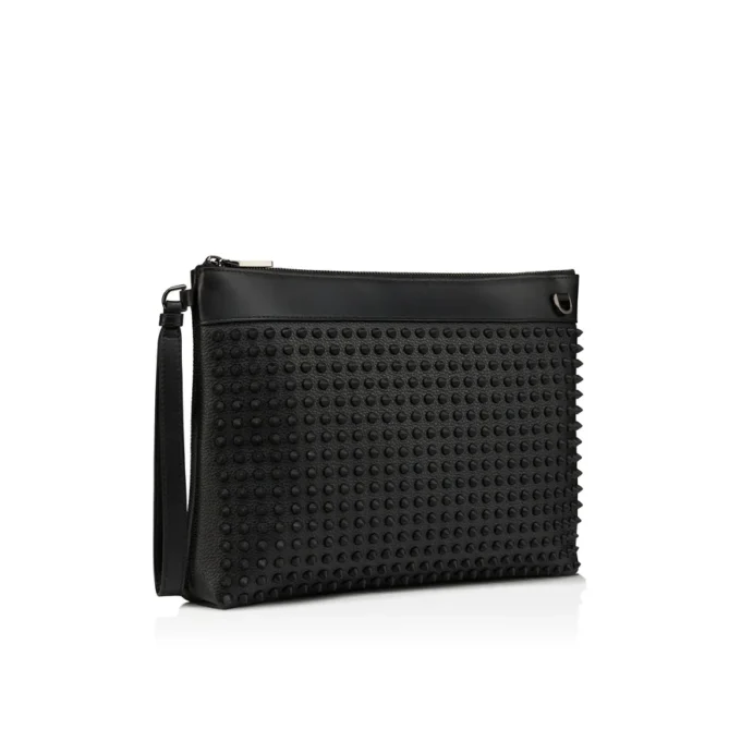 Funky – Pouch – Grained Calf Leather and Spikes – Black