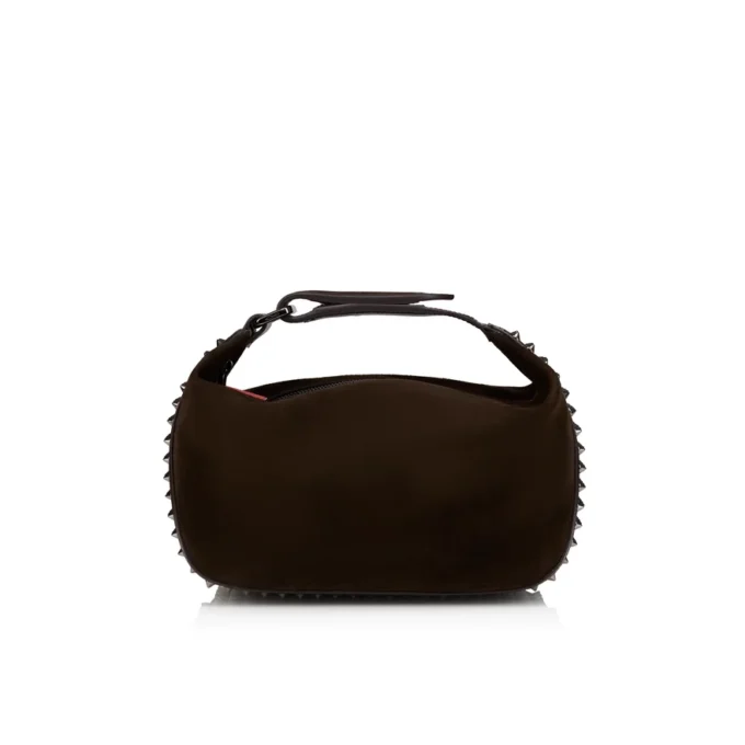Funky – Pouch – Reversed Calf Leather and Spikes – Cafe