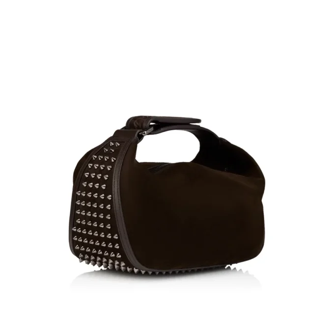 Funky – Pouch – Reversed Calf Leather and Spikes – Cafe