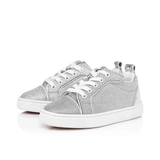 Funnyto – Sneakers – Glittered Calf Leather – Silver – Kids
