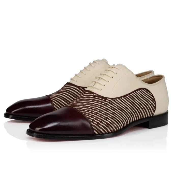 Greggory – Oxfords – Calf Leather, Twill Weave and Suede Leather – White and Brown – Men Greggory – Oxfords – Calf Leather, Twill Weave and Suede Leather – White and Brown – Men