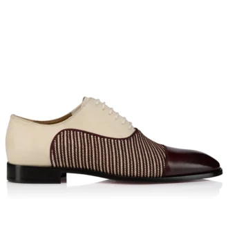 Greggory – Oxfords – Calf Leather, Twill Weave and Suede Leather – White and Brown – Men